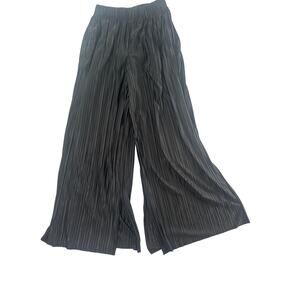 Commense High Waisted Pleated Split Hem Pants - Black - Size S